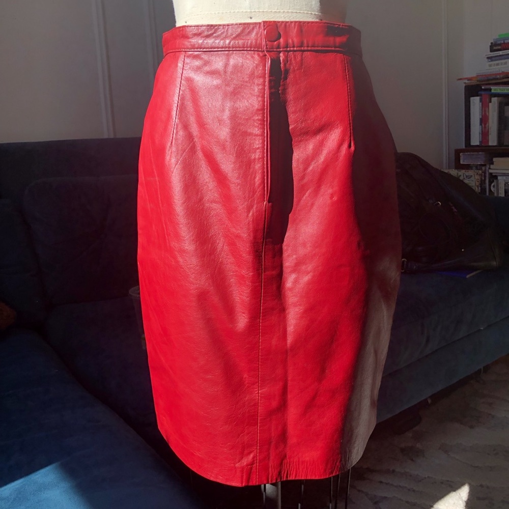 Italian custom made artisan red leather skirt 6